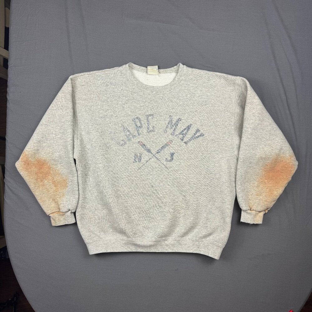 Vintage Cape May New Jersey Lee Ultraweight Sweatshirt Mens XL Gray Faded